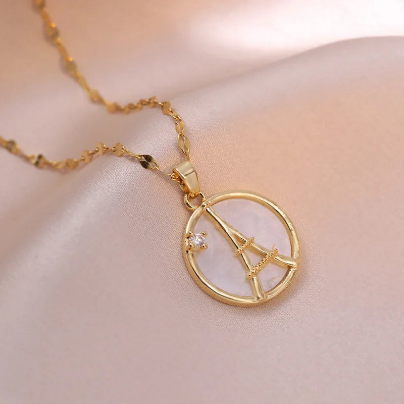 Eiffel Tower Pendant Necklace Gold Stainless Steel Clavicle Chain Pendant Necklace Nixie
