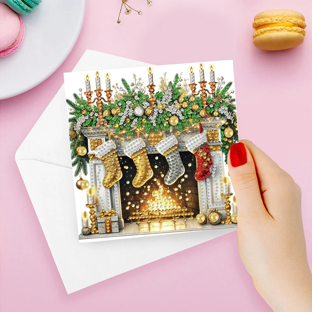 6-Pack Christmas DIY Diamond Art Greeting Card Kit with Envelopes Diamond Art Card Kit Nixie