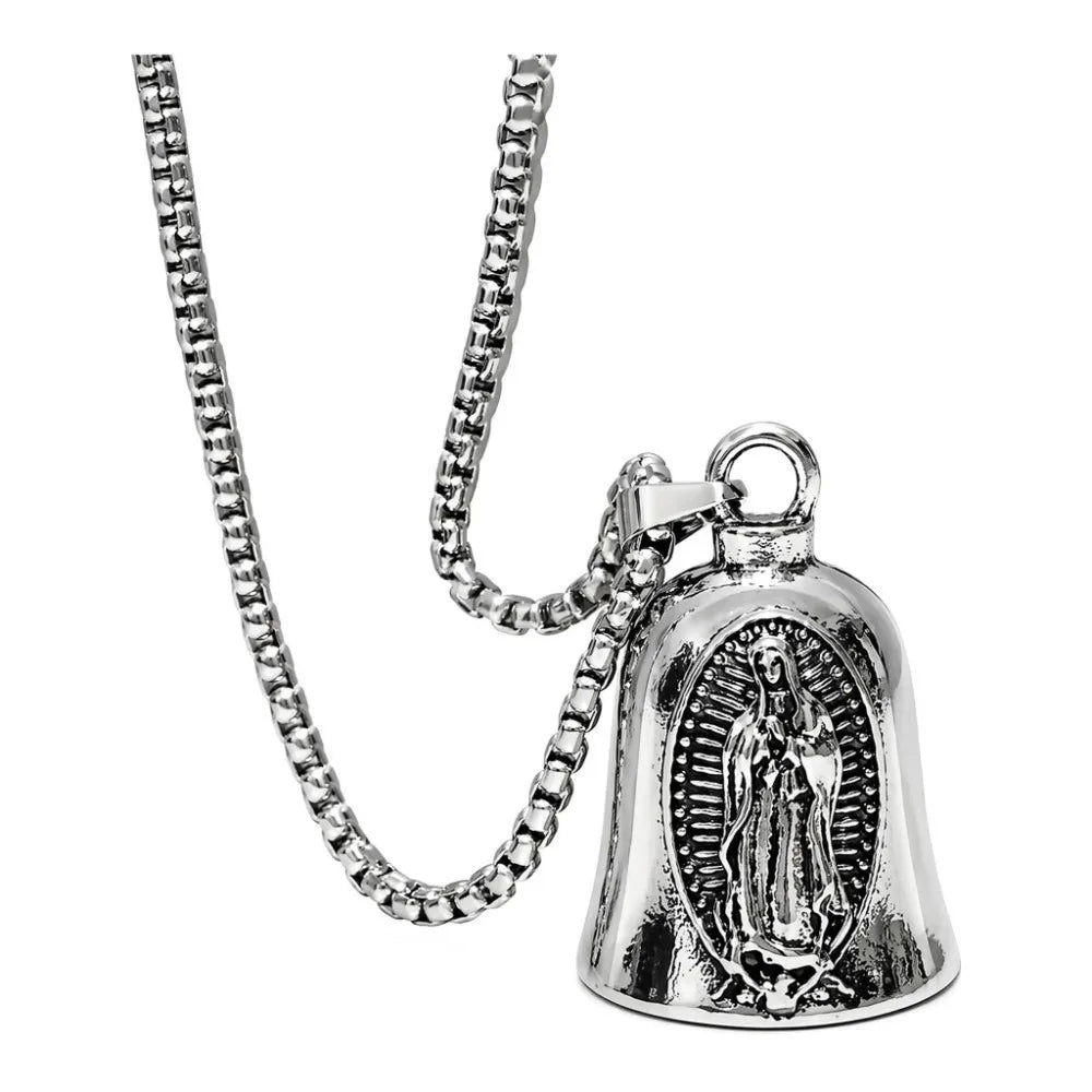 Virgin Mary Motorcycle Guardian Bell – Biker Good Luck Charm Biker Bell Charm Nixie 3