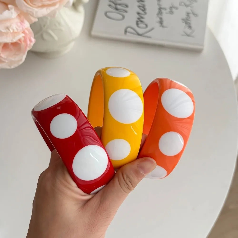 Colorful Resin Polka Dot Y2K Bangle Cuff Bracelet for Women