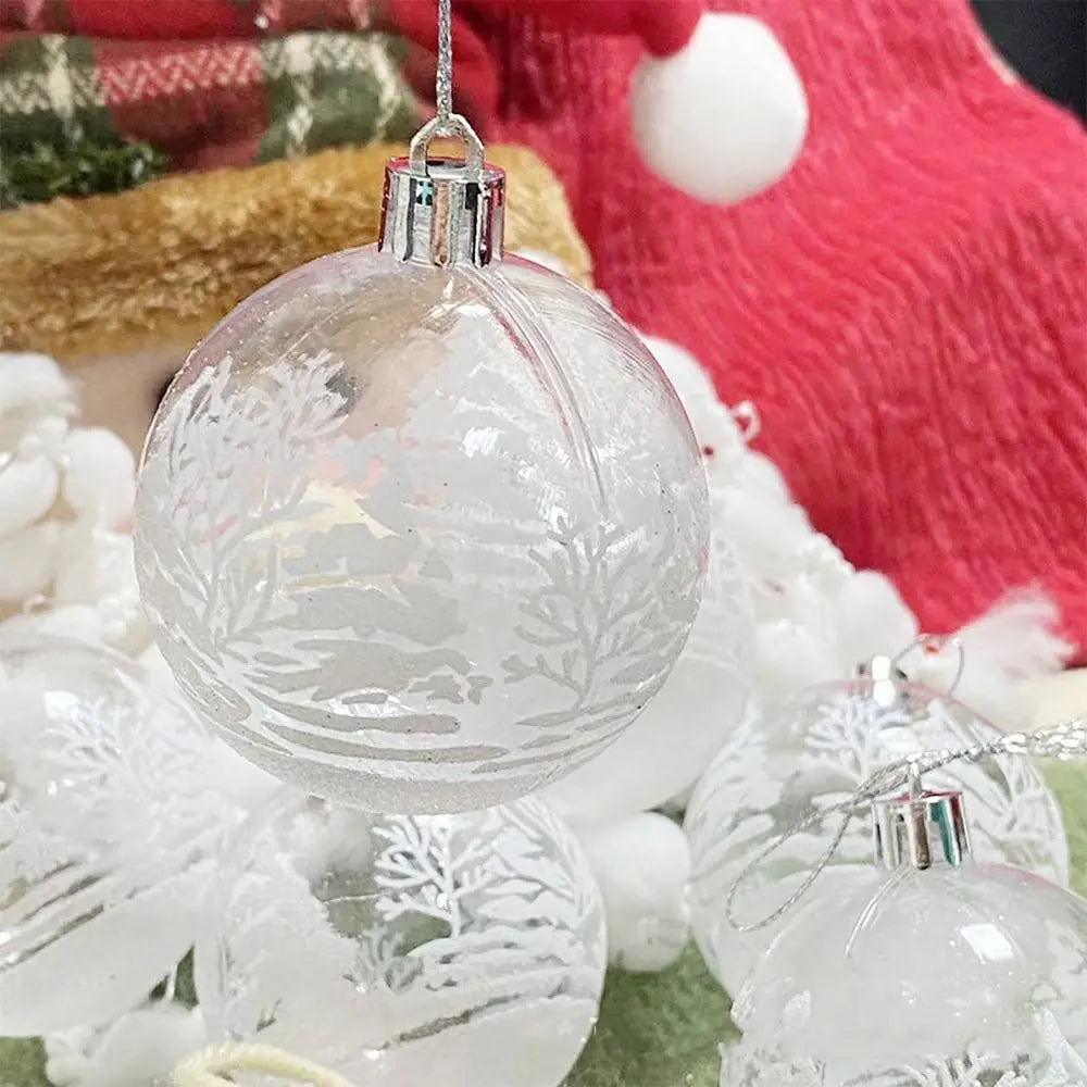 6pcs Clear Christmas Baubles 6cm Transparent Snow Ball Ornaments Christmas Ornaments Nixie