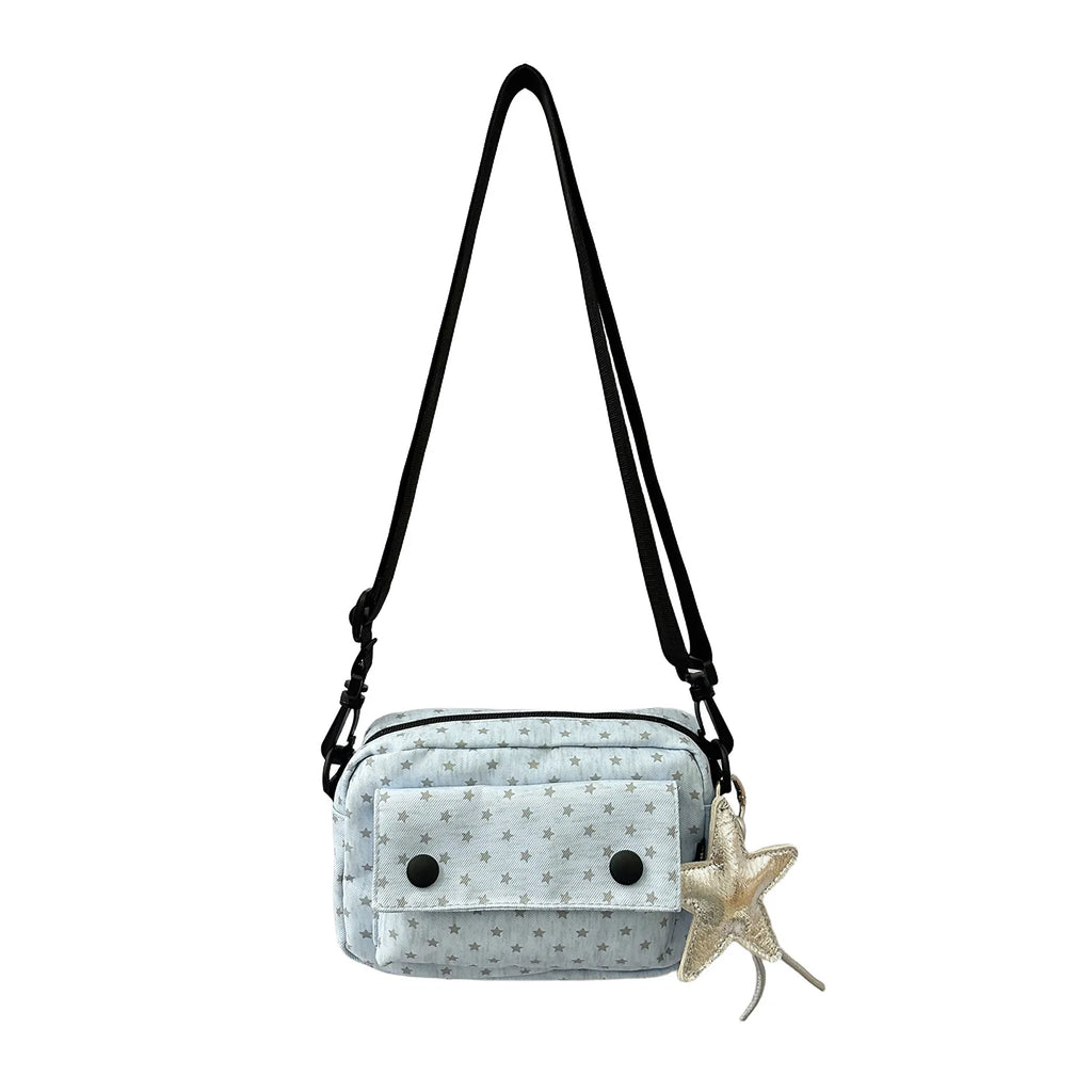 Women's Minimalist Square Crossbody Bag | Korean Retro Style Crossbody Shoulder Bag Nixie BB-1383Blue(No Charm