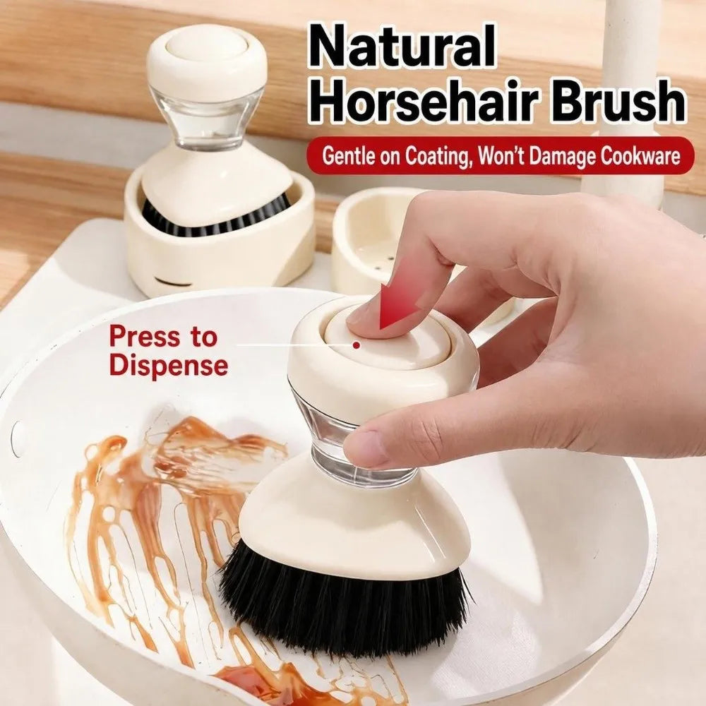 Self-Dispensing Dish Brush | Ergonomic Grip & Round Bristles Dish Cleaning Brush Nixie