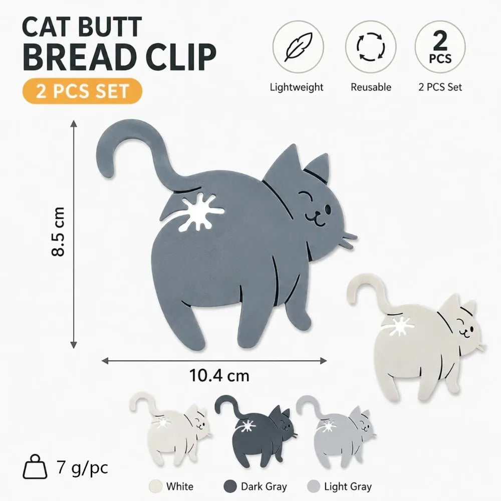 3D Cat Butt Bag Clips 2PCS – Novelty Kitchen Sealing Clamps Novelty Bag Clips Nixie