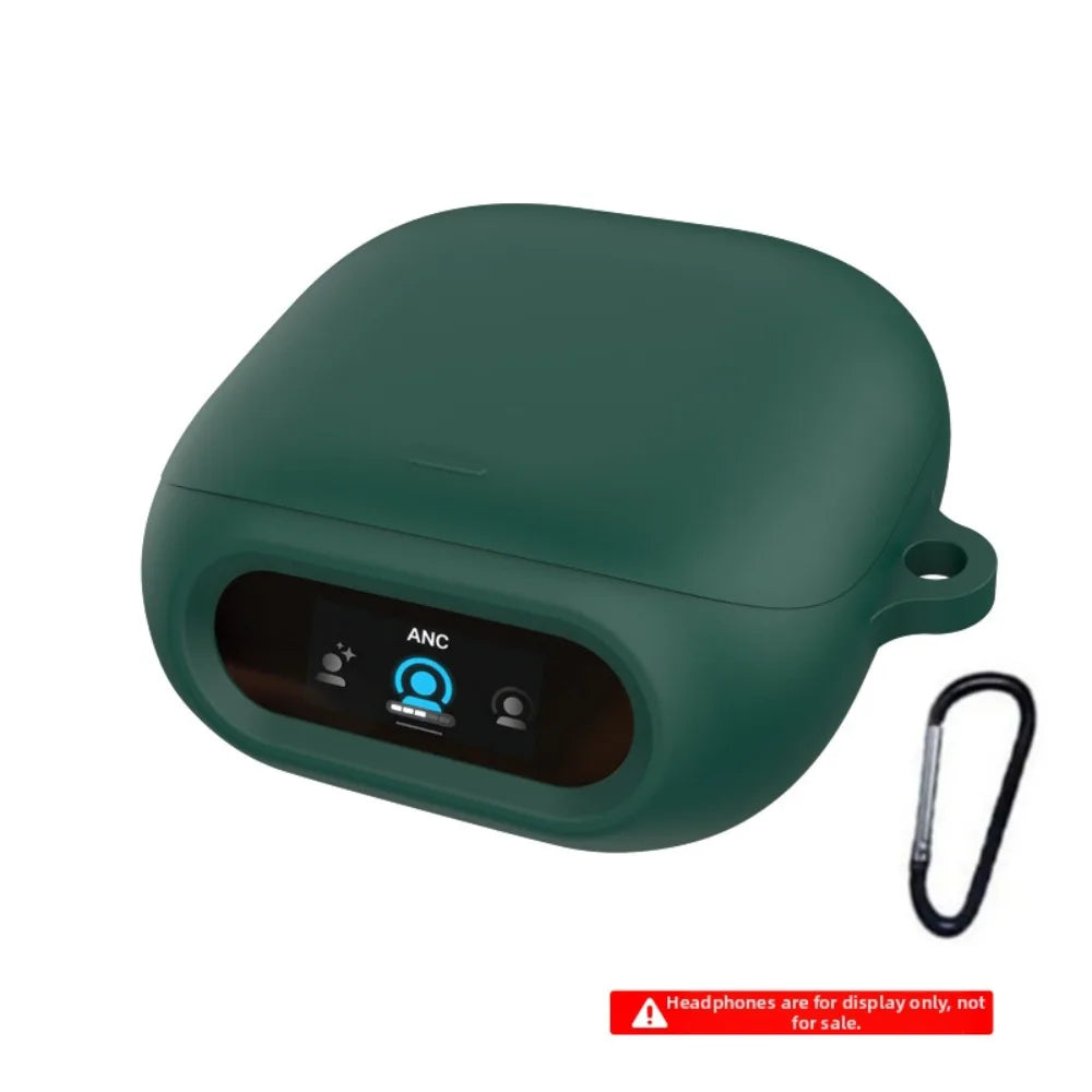 Silicone Case + Carabiner for Anker Soundcore Liberty 5 Pro Earbuds Case Cover Nixie Dark Green