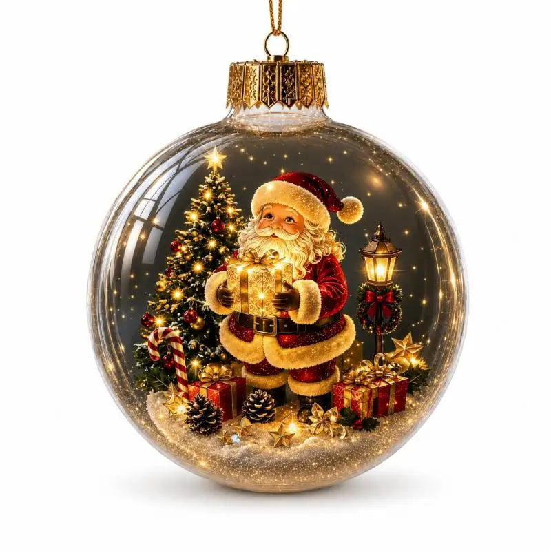 LED Luminous Christmas Crystal Ball Ornament – Santa & Snowman Christmas Ball Ornament Nixie