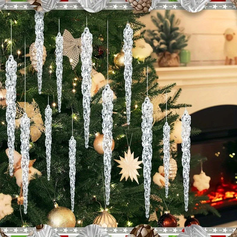 10Pcs Clear Acrylic Icicle Ornaments – Christmas & Wedding Décor Christmas Ornaments Nixie