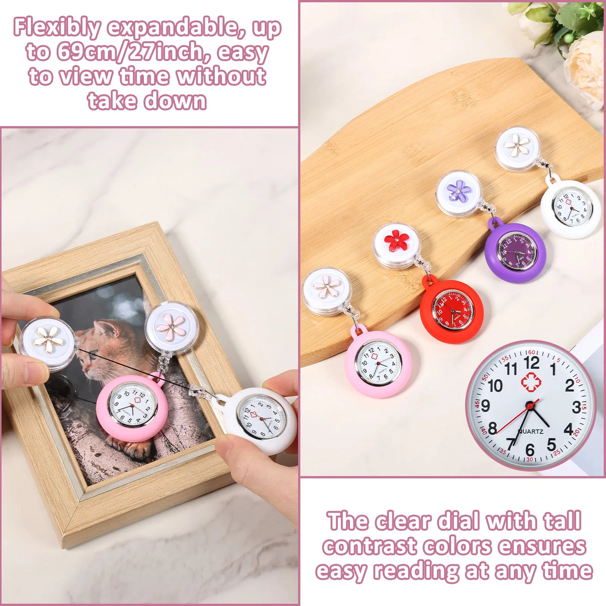 Retractable Clip-On Nurse Pocket Watch Set | 4 or 15 Pcs Clip-On Pocket Watch Nixie