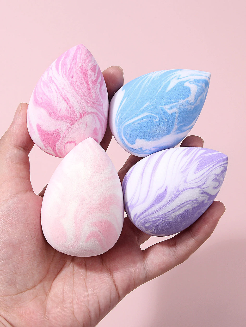 4-Piece Marble Print Makeup Sponge Set – Wet & Dry Puff Makeup Sponge Set Nixie