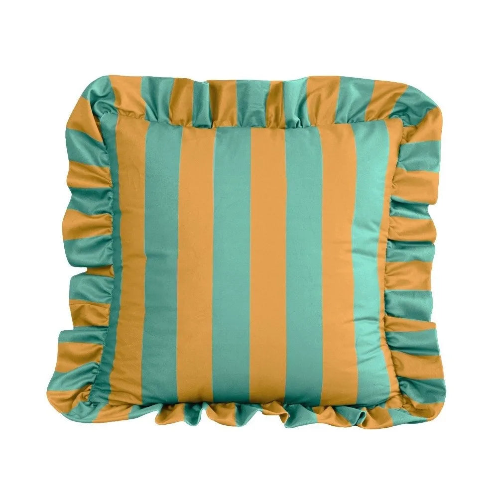 Striped Velvet Pillowcase Lotus Leaf Edge | Soft Decorative Cover Decorative Pillowcase Nixie