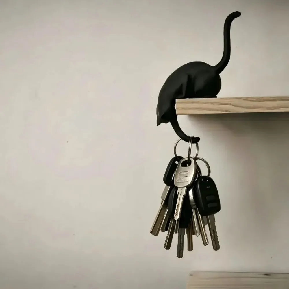3D Printed Cat Shelf Hook with Lantern – Cute Keychain Ornament