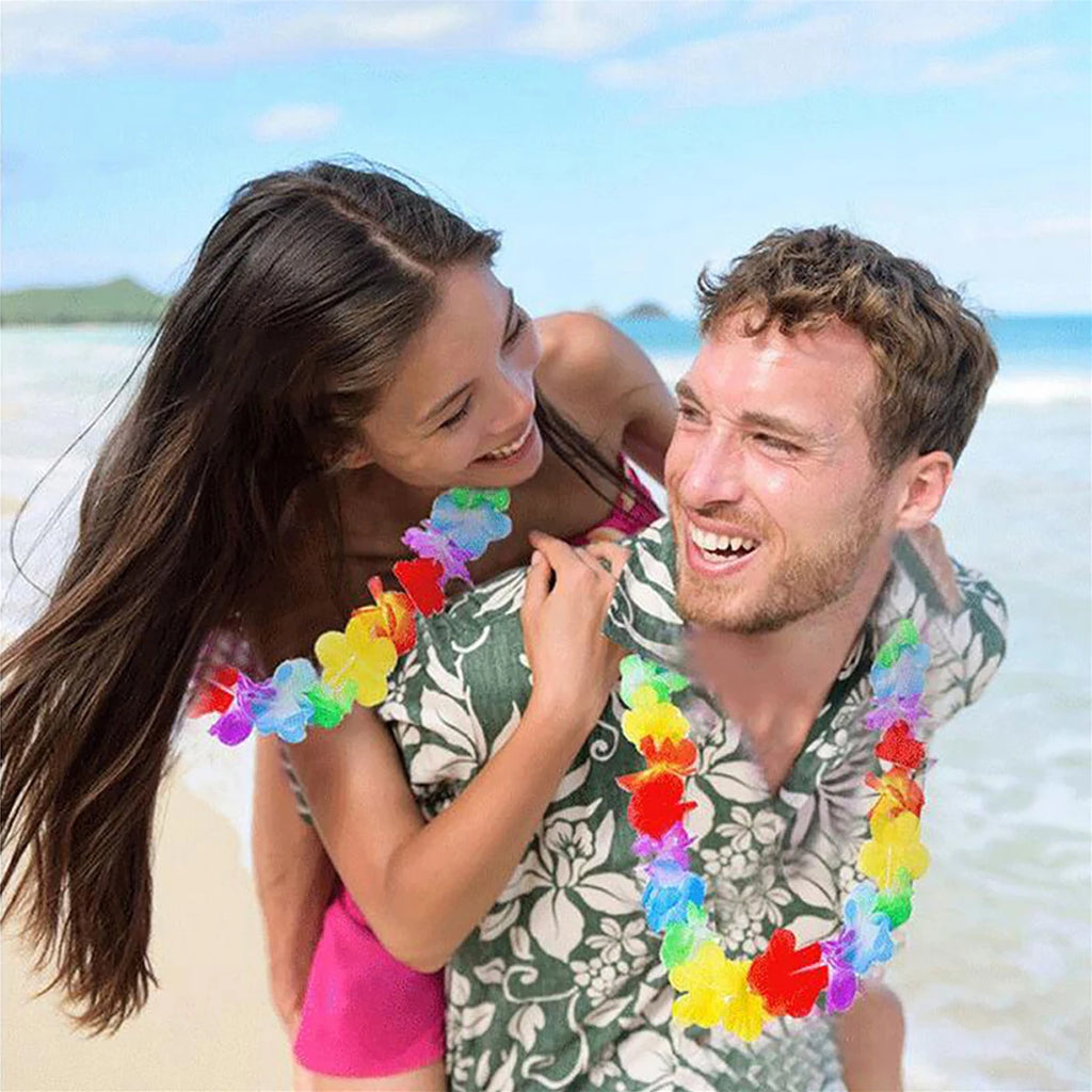 50/100Pcs Hawaiian Flower Lei Necklaces – Luau Party Supplies Party Lei Necklaces Nixie