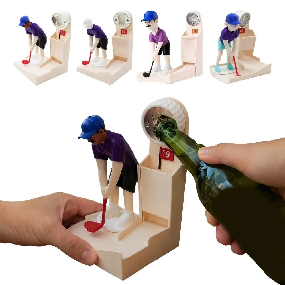 Golf Bottle Opener 3D Figurine with Scoreboard & Cap Launcher