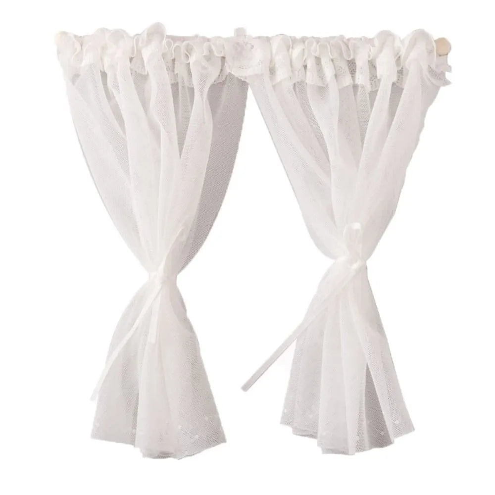1/12 Dollhouse Floral Lace Curtains | 3 Styles Miniature Decor Dollhouse Accessories Nixie