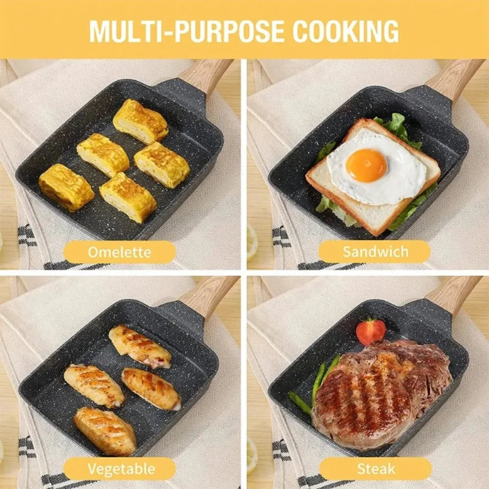 Tamagoyaki Pan – Nonstick Japanese Omelette Pan, Wooden Handle Omelette Pan Nixie
