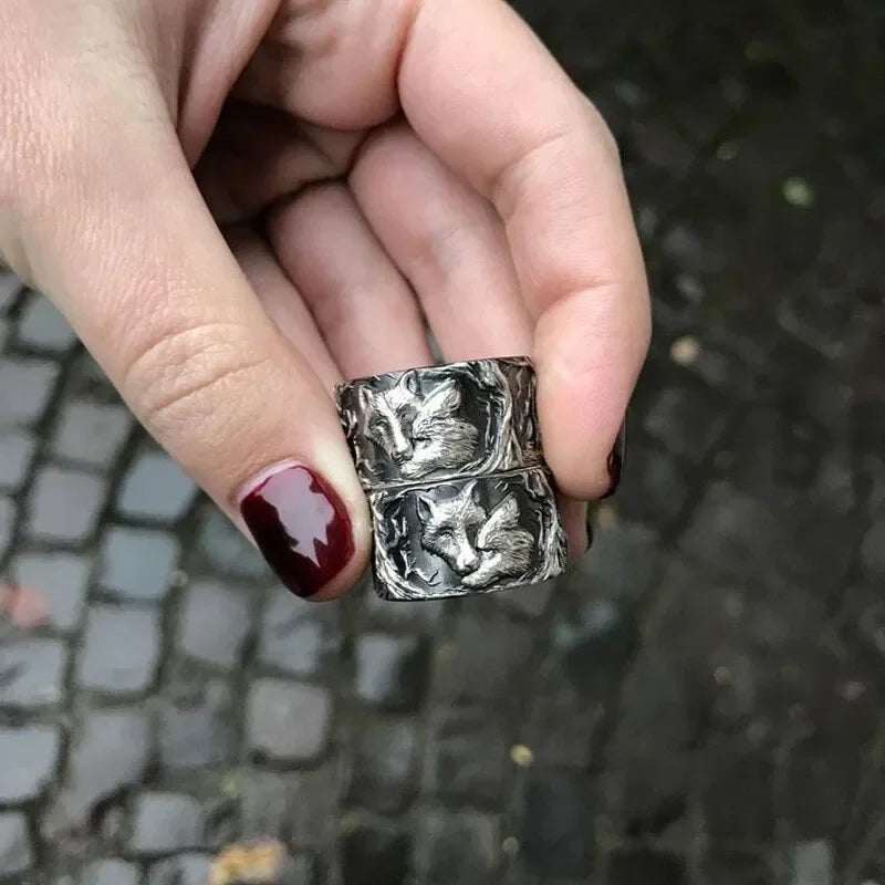 Vintage Silver Plated Wolf Head Ring – Punk Style Sizes 6–10 Fashion Ring Nixie