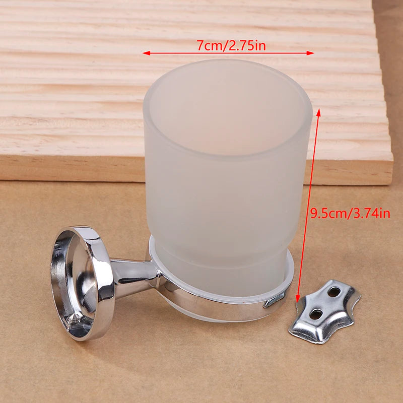 Wall-Mounted Toothbrush Holder Glass Cup – Modern Bathroom