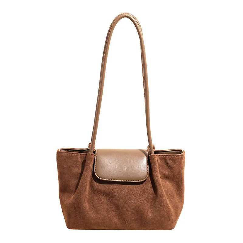 Nixie Women's Faux Suede Shoulder Bag – Retro Satchel Tote Suede Shoulder Bag Nixie