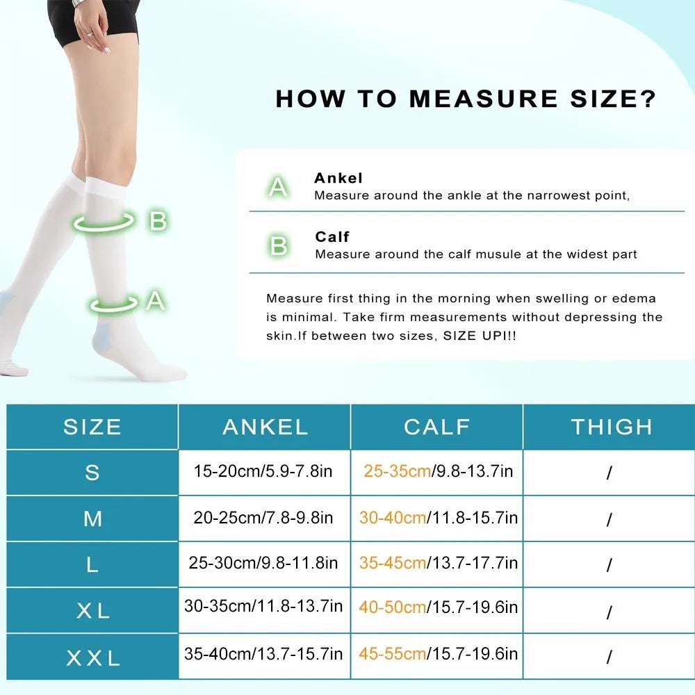 Thigh High Compression Stockings Open Toe – 1 Pair S–XXL