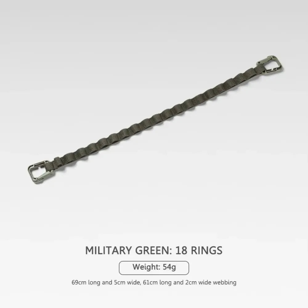 Camping Clothesline Strap with Rings – Portable Hanging Rope Camping Clothesline Strap Nixie Green 18 Ring
