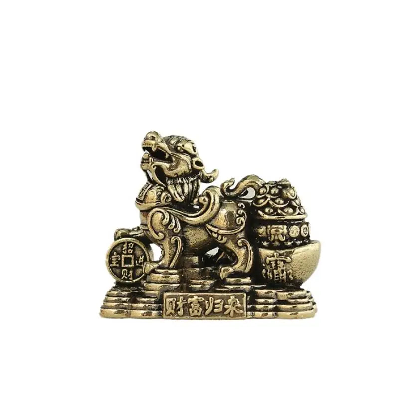 Brass Feng Shui Pixiu Statue Pair – Wealth & Good Luck Décor Feng Shui Figurine Nixie
