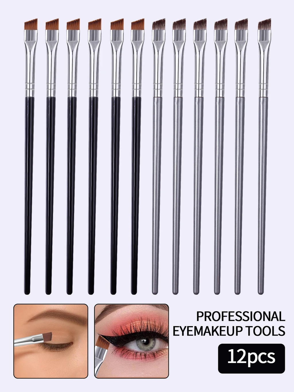 12PCS Ultra-Fine Eyeliner & Eyebrow Brush Set for Precision Makeup Brush Set Nixie