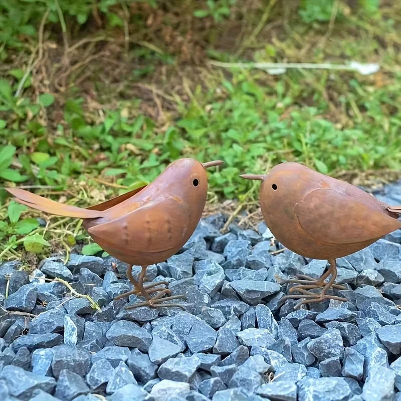 Rustic Metal Bird Statue – Iron Art Outdoor Garden Sculpture Garden Bird Sculpture Nixie