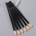 6-Piece Wooden Handle Makeup Brush Set – Blush & Highlighter Makeup Brush Set Nixie black