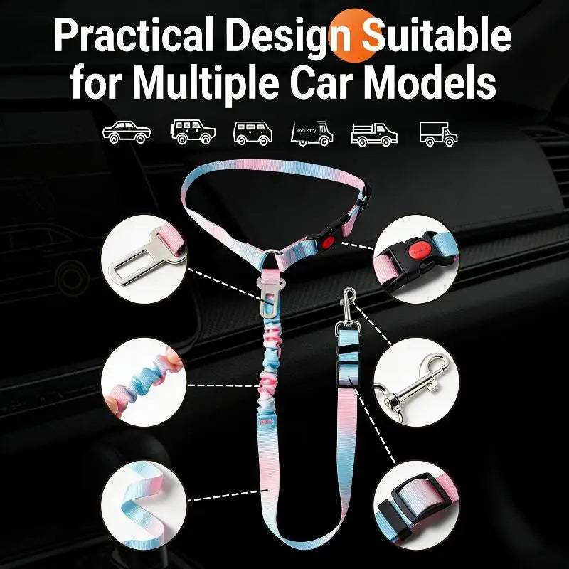 2-in-1 Dog Car Seatbelt & Leash – Adjustable Pet Safety Tether Dog Car Safety Leash Nixie