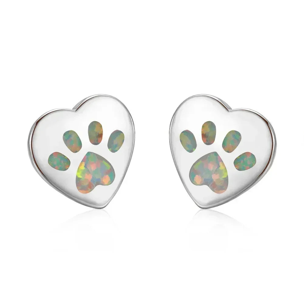 White Simulated Opal Heart Drop Earrings | Zinc Alloy Fashion Drop Earrings Nixie