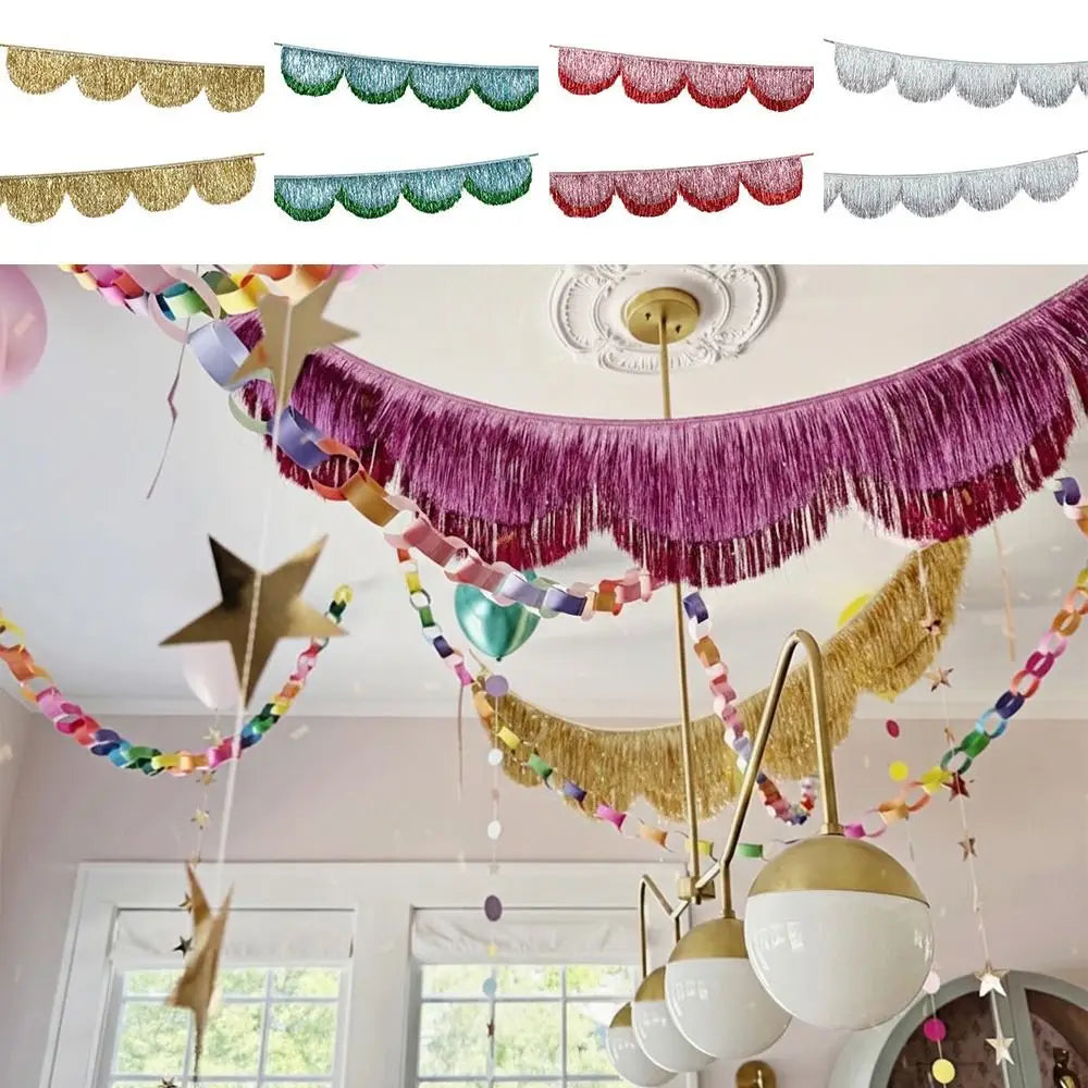 Metallic Foil Fringe Tassel Garland – Multicolor Party Decor Party Fringe Garland Nixie