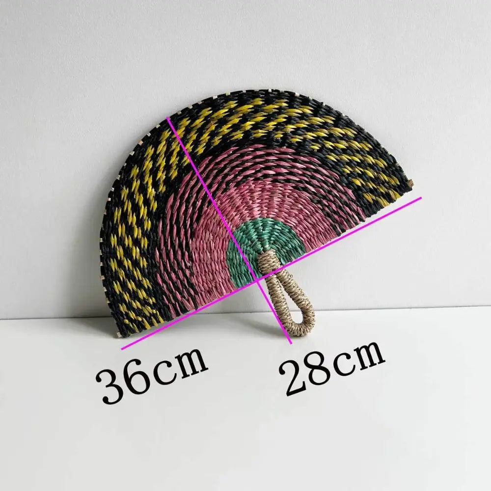 Natural Seaweed Straw Woven Fan – Boho Handheld & Home Décor Decorative Woven Fan Nixie