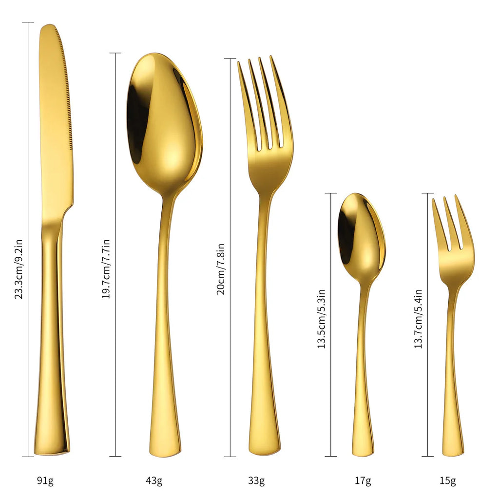 Black Stainless Steel Flatware Set – Mirror Cutlery Knife Fork Spoon