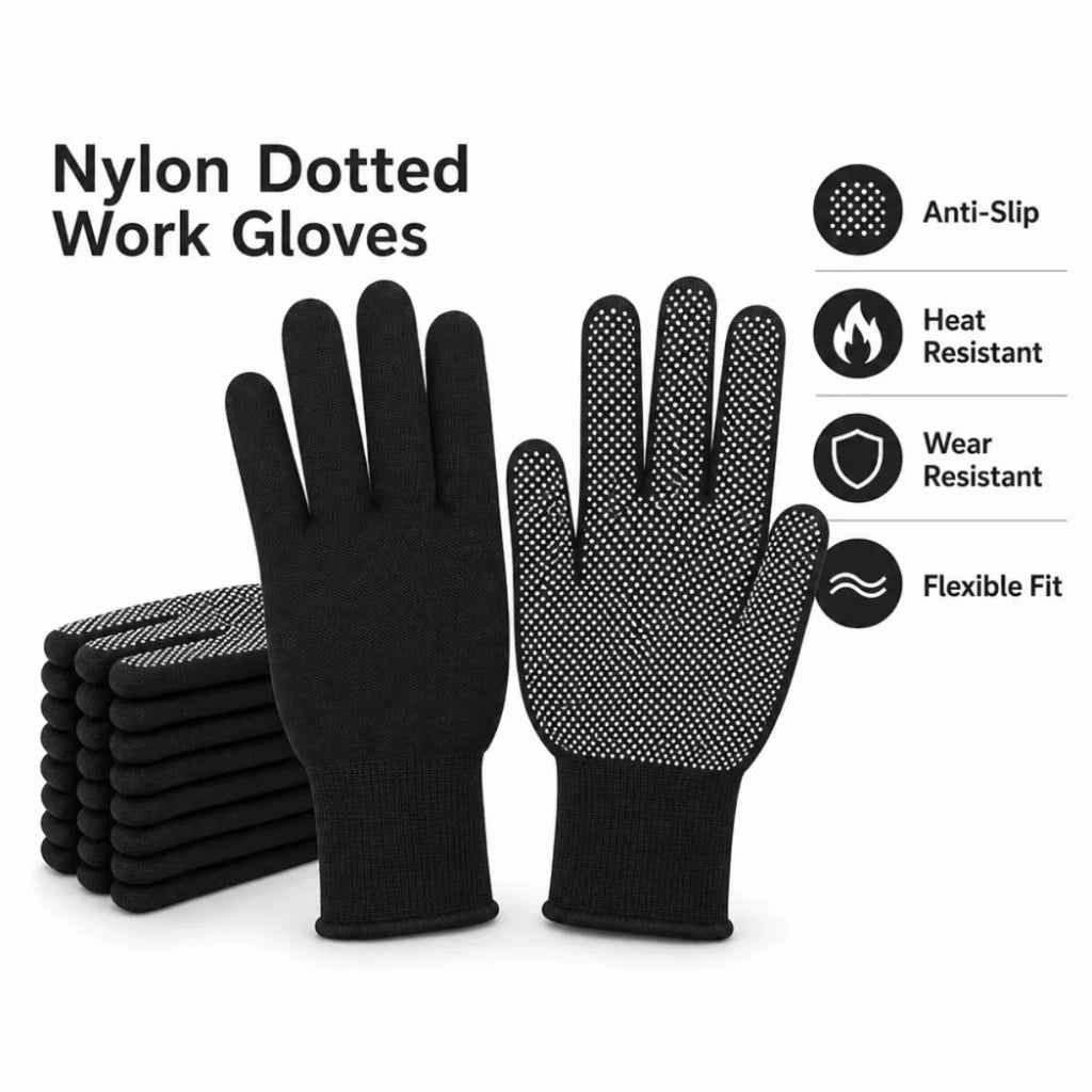 Non-Slip Breathable Nylon Gloves 10 Pcs – Cycling & Work Work Safety Gloves Nixie