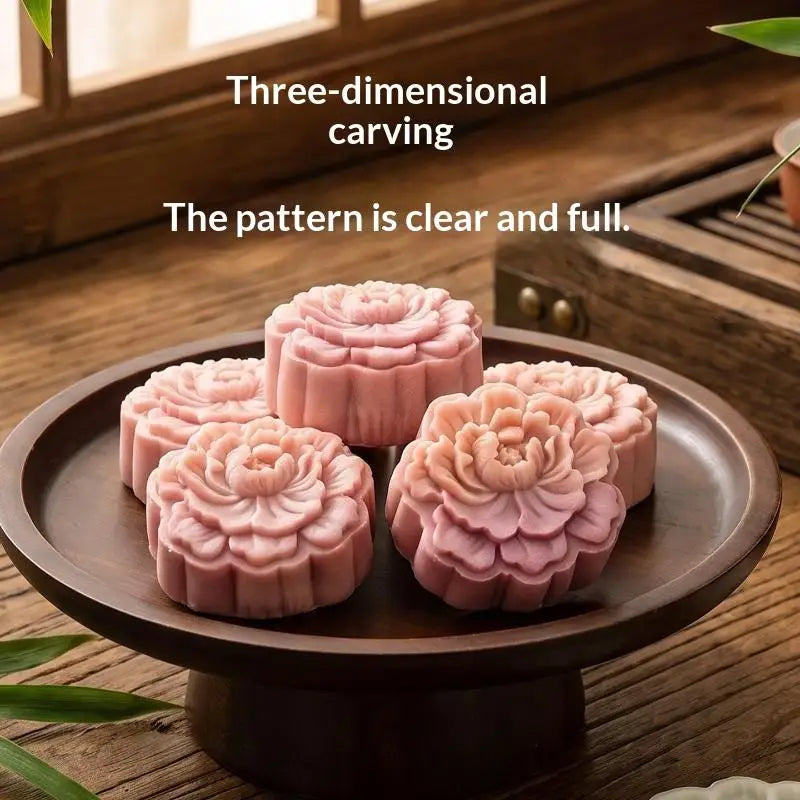 75g Mooncake Mold – 3D Peony Flower Press for DIY Baking Pastry Baking Mold Nixie