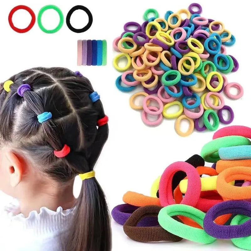 100Pcs Kids Elastic Nylon Hair Ties & Headbands Set for Girls Kids Hair Accessories Nixie