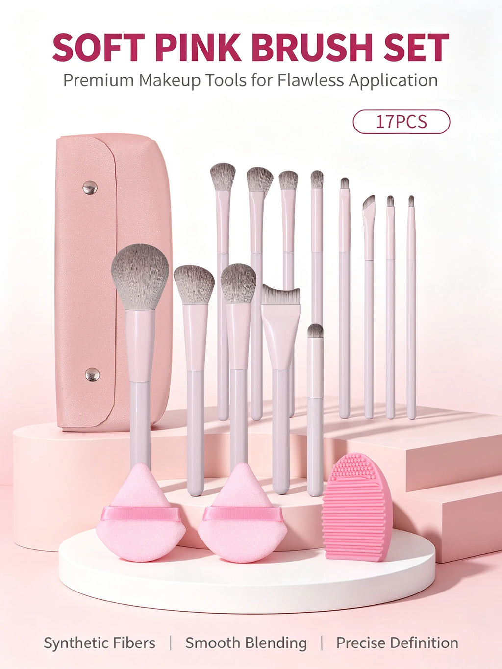 17-Piece Professional Makeup Brush Set – Soft Fluffy Bristles Makeup Brush Set Nixie