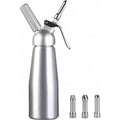 FEB.WIND 500ml Aluminum Cream Gun & Stainless Foam Dispenser Cream Foam Dispenser Nixie Silver