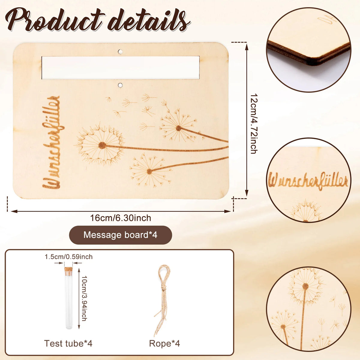 4Pcs Wooden Money Holder Cards with Test Tubes – Gift Set Gift Card Holder Nixie
