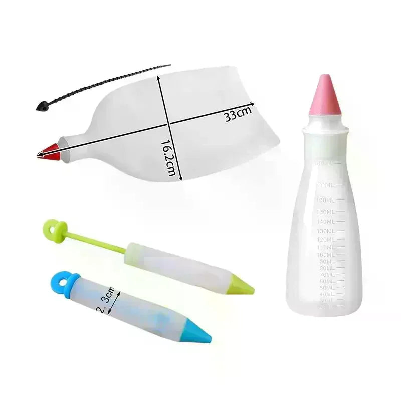4-Head Silicone Piping Pen Set for Chocolate & Cake Decorating Cake Decorating Tool Nixie