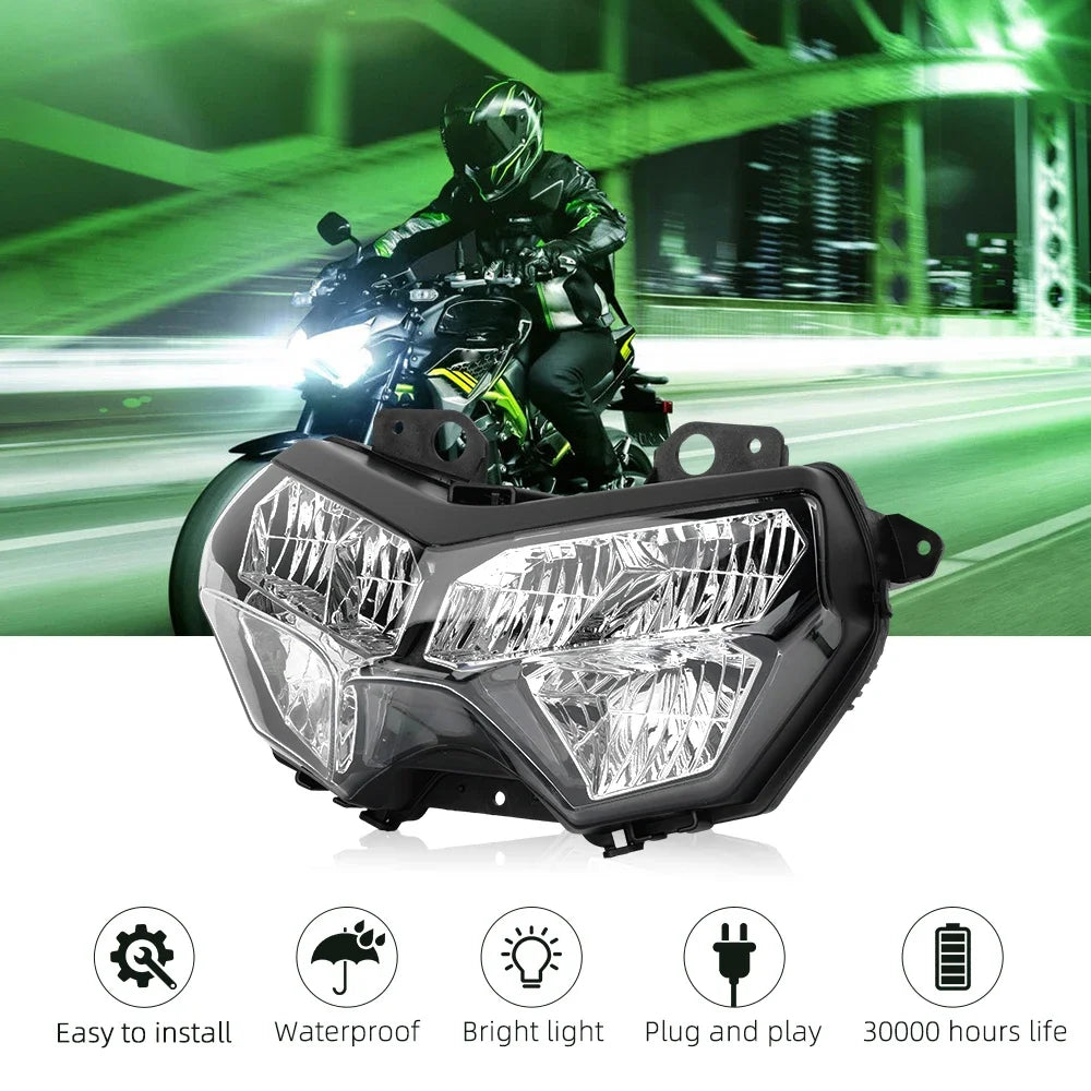 E-MARK LED Headlight for Kawasaki Z900 Z650 Z400 KLR650 Motorcycle Headlight Nixie