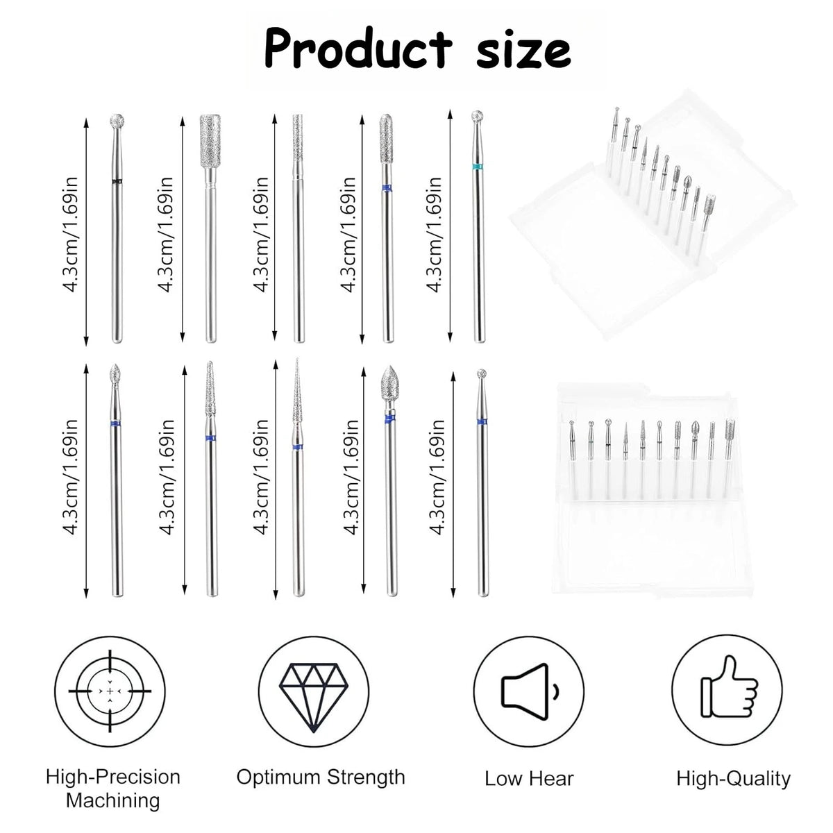 10-Piece Tungsten Carbide Nail Drill Bit Set for E-File Nail Drill Bit Set Nixie