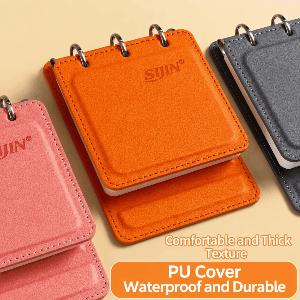 A7 PU Leather Pocket Notebook 3-Ring Binder Lined Journal