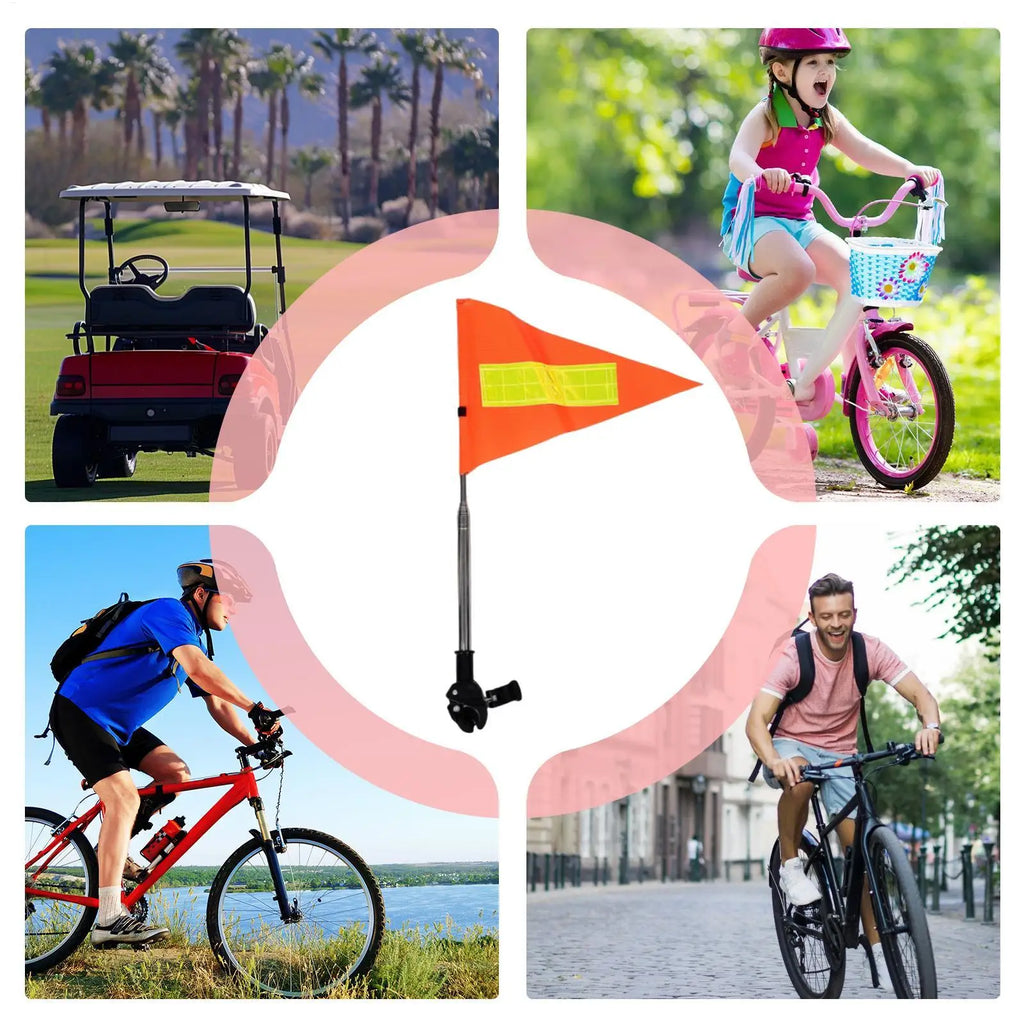 Bike Safety Flag Telescoping Pole & Reflective Clamp Mount Bike Safety Flag Nixie