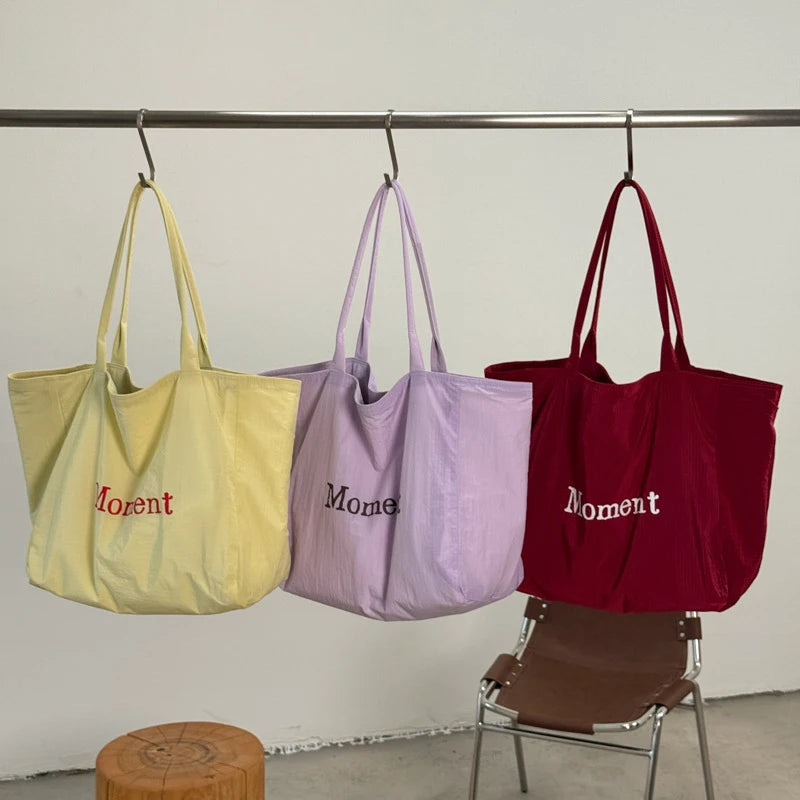 Large Capacity Korean Minimalist Shoulder Bag – Letter Print Shoulder Handbag Nixie