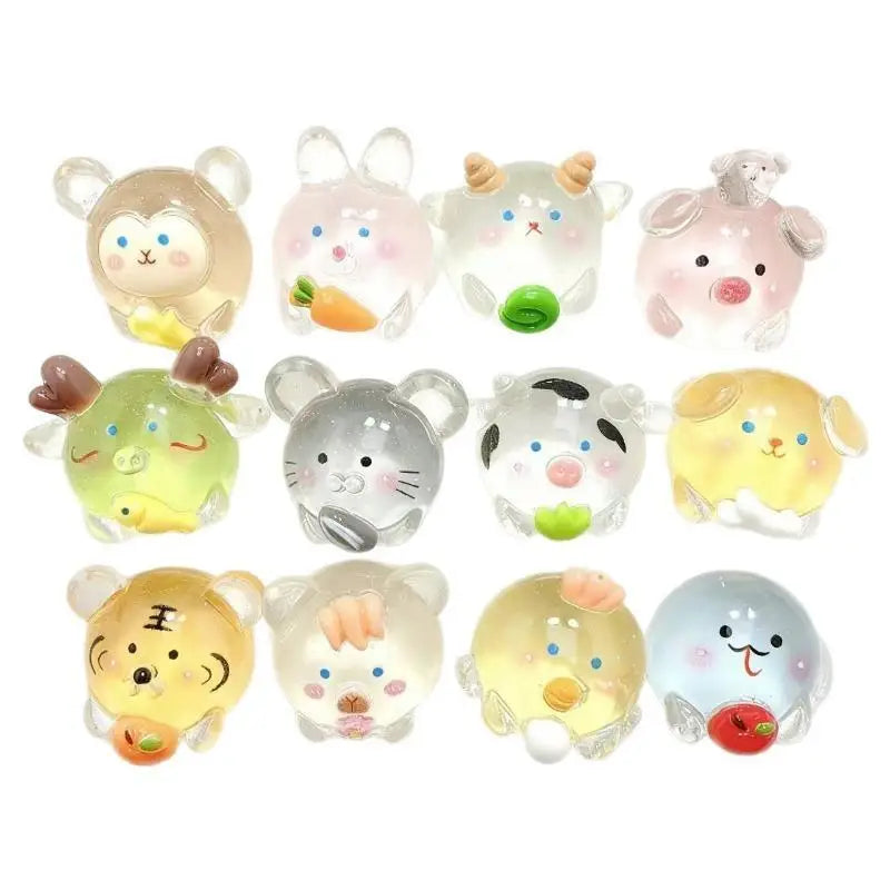 Glow in the Dark Chinese Zodiac 3D Resin Figures – Set of 12 Resin Craft Figures Nixie
