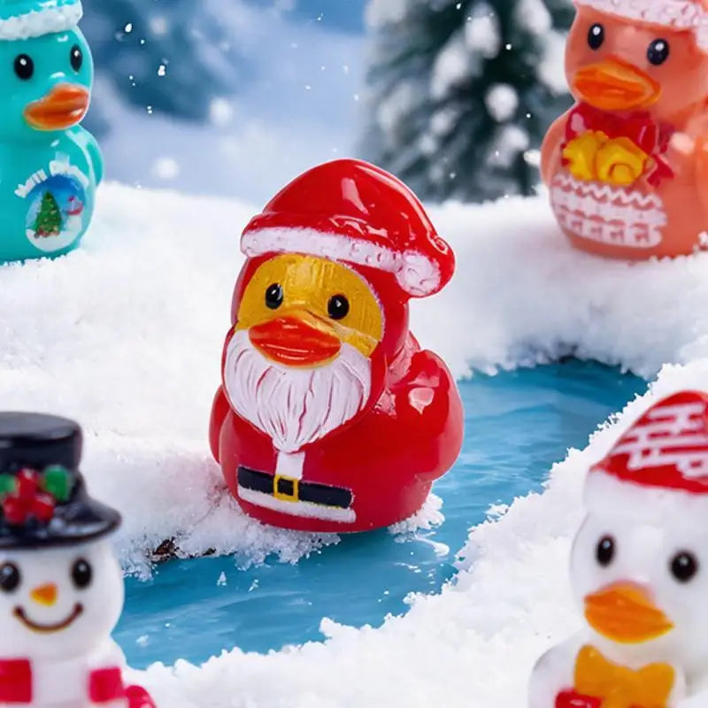 6Pcs Christmas Mini Duck Figurines – Festive Resin Ornaments Holiday Figurine Set Nixie