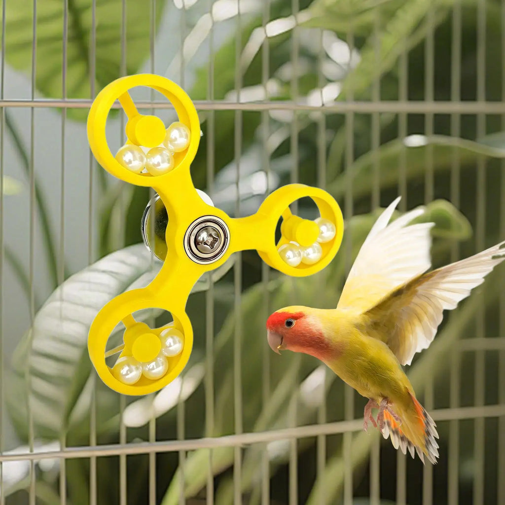 Parrot Spinner Windmill Chew Toy – Birdcage Enrichment Accessory Bird Chew Toy Nixie