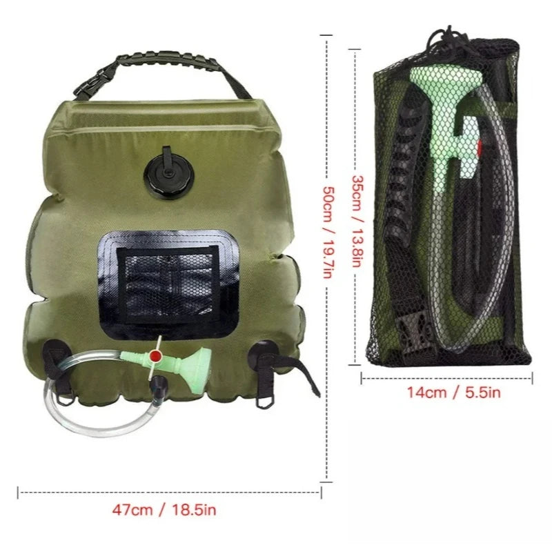 Portable 20L Camping Shower Water Bag for Hiking & Outdoors