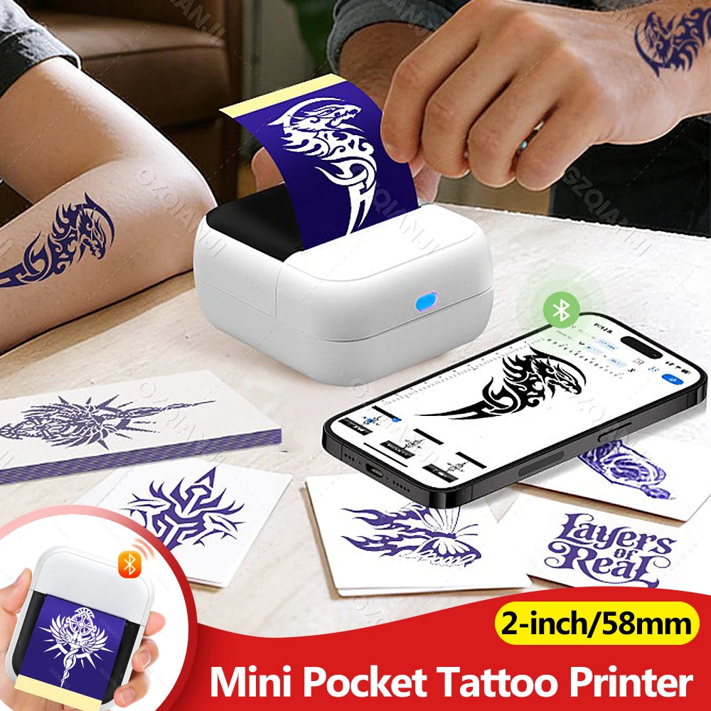 INSTOFC 57mm Mini Wireless Thermal Tattoo Stencil Printer